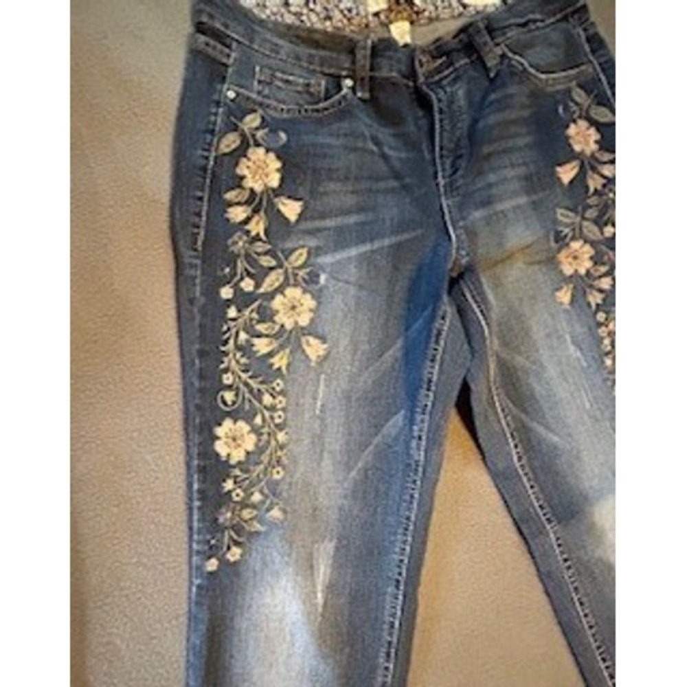 Vintage America Blues Bestie Jeans Skinny Floral Embroidered Denim Size 8/29 R - Picture 12 of 15